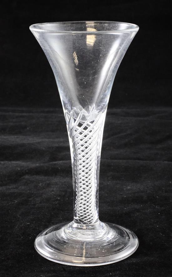 Multiple spiral airtwist wine glass, c.1745, 15.8cm.(-)